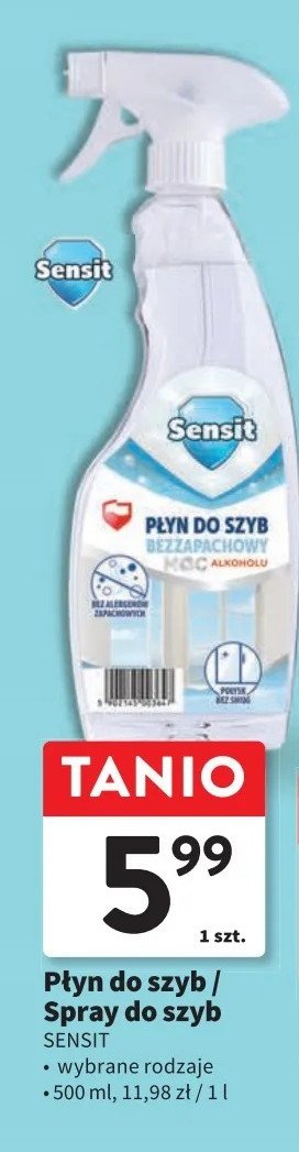 Płyn do szyb bezzapachowy Sensit promocja