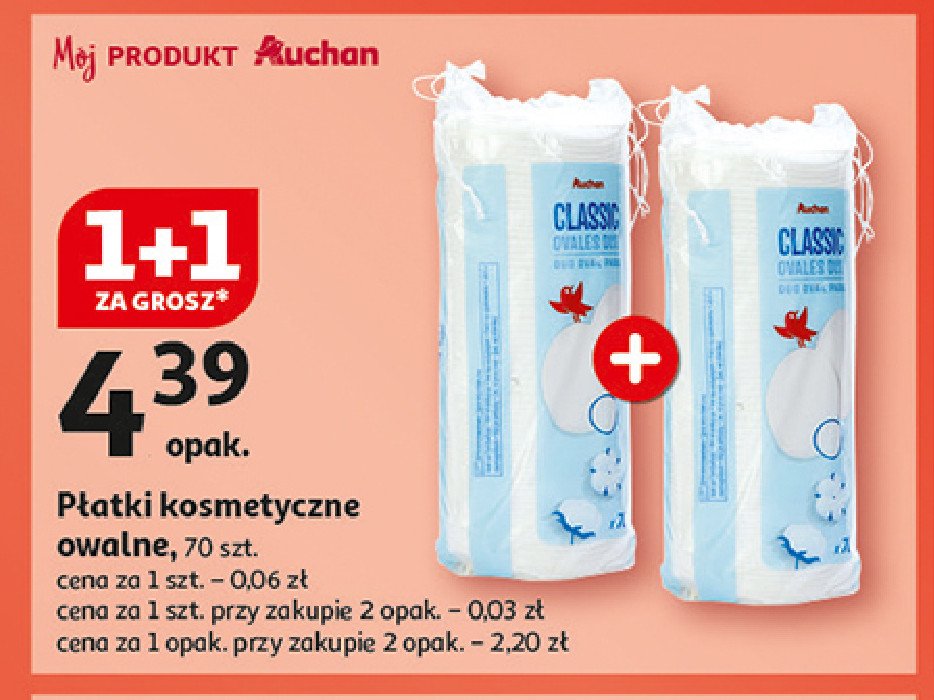 Płatki kosmetyczne Auchan różnorodne (logo czerwone) promocja