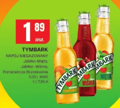 Napój niegazowany TYMBARK Jabłko-Mięta, Jabłko-Wiśnia, Pomarańcza-Brzoskwinia promocja w Chorten