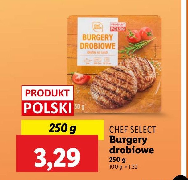 Burgery drobiowe Chef select promocja w Lidl