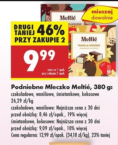 Podniebne mleczko waniliowe Meltie promocja w Biedronka