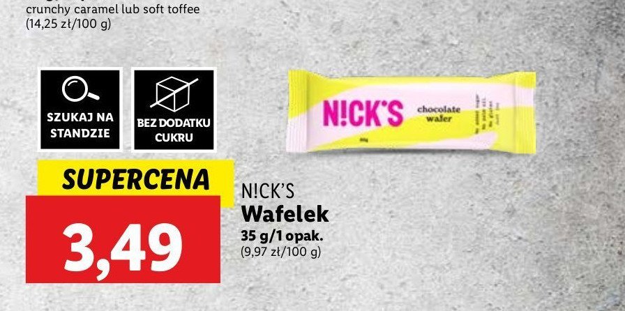 Wafel czekoladowy bez cukru Nick's promocja