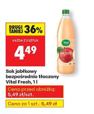 Sok jabłkowy bezpośrednio tłoczony Vital Fresh, 1 l promocja w Biedronka