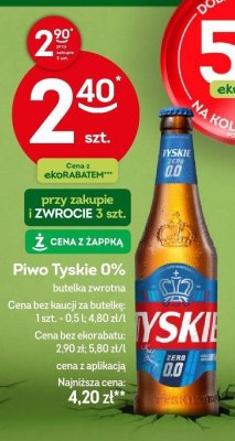 Piwo Tyskie 0% butelka zwrotna promocja w Żabka