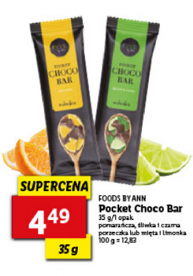 Baton choco bar pomarańcza śliwka i czarna porzeczka Foods by ann promocja