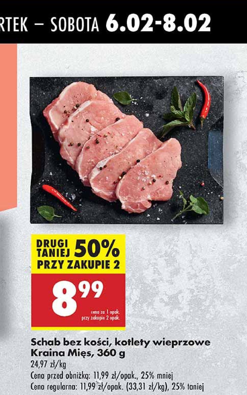 Schab bez kości 5 kotletów Kraina mięs promocja w Biedronka