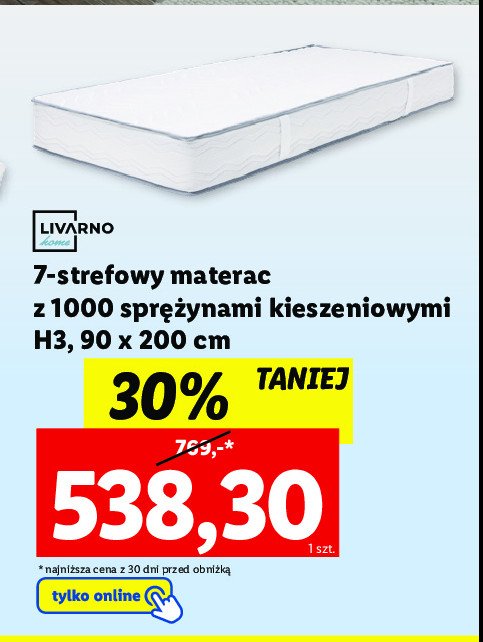 Materac 7-strefowy 90 x 200 cm LIVARNO HOME promocja