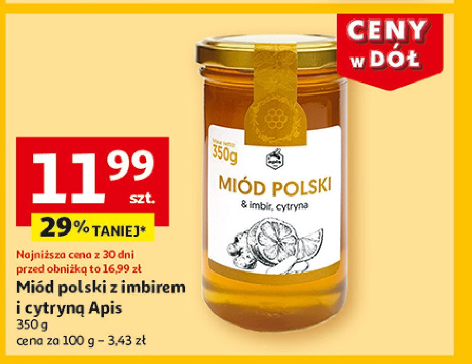 Miód polski imbir i cytryna Apis miody polskie promocja w Auchan