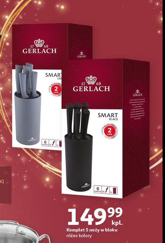 Komplet 5 noży w bloku smart black Gerlach promocja w Auchan