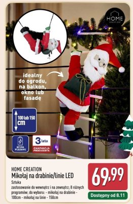 Mikołaj na drabinie/linie LED  promocja w Aldi