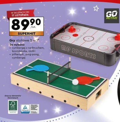 Gry stołowe 3w1: piłkarzyki, ping-pong, cymbergaj promocja w Biedronka