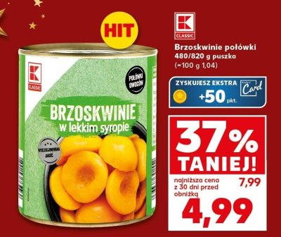 Brzoskwinie połówki K CLASSIC 830/240 g puszka promocja w Kaufland