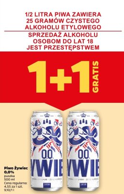 Piwo Żywiec 0,0% 1+1 GRATIS promocja w Netto