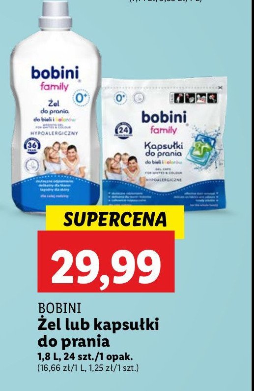 Żel do prania do bieli i kolorów Bobini family promocja