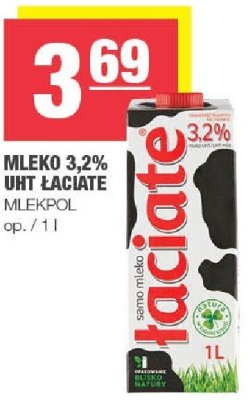 Mleko 3,2% UHT Łaciate Mlekpol promocja w SPAR