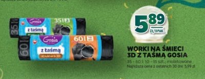 Worki na śmieci 3D z taśmą Gosia 35 l - 60 l promocja w Stokrotka