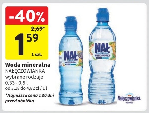 Woda niegazowana NAŁĘCZOWIANKA JUNIOR Nałęczowianka promocja w Intermarche