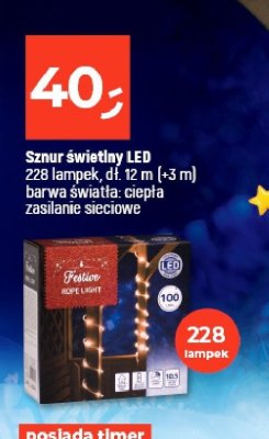 Sznur świątły LED 228 lampek, dł. 12 m (+3 m), barwa światła: ciepła, zasilanie sieciowe promocja w Dealz