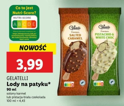 Lody pistacja bia艂a czekolada Gelatelli promocja