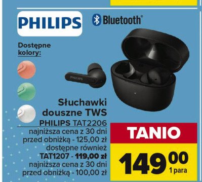 Słuchawki tat2206 czarne Philips promocja