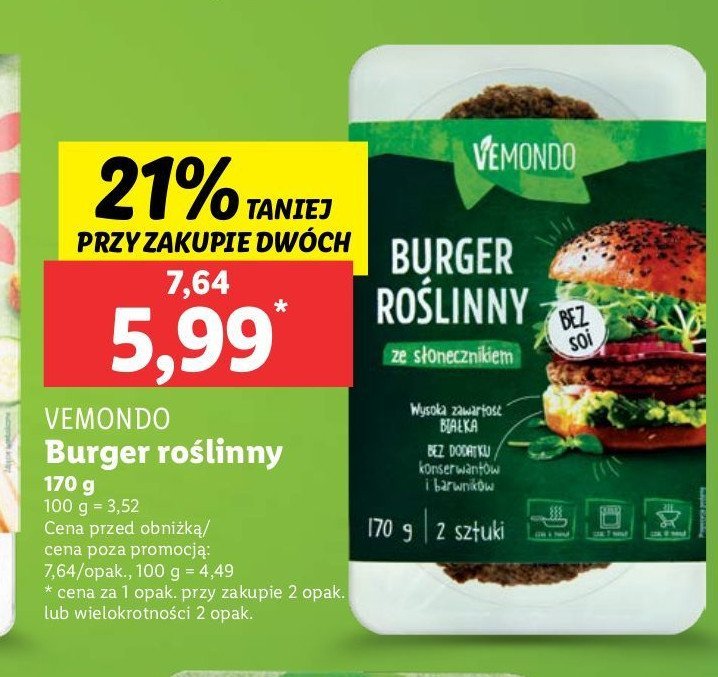 Burger roślinny ze słonecznikiem Vemondo promocja