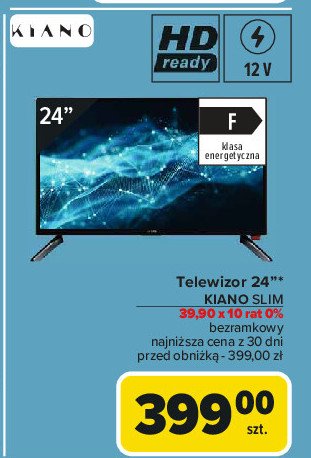 Telewizor slim 24" Kiano promocja w Carrefour