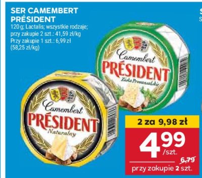 Ser ple艣niowy camembert naturalny President promocja