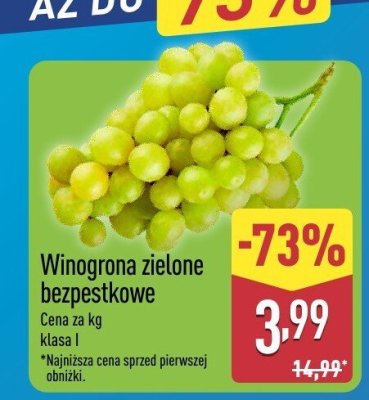 Winogrona zielone bezpestkowe promocja w Aldi