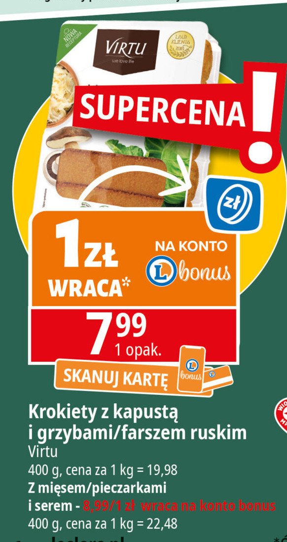 Krokiety z kapustą i grzybami Virtu promocja w Leclerc