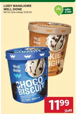 Lody waniliowe Well Done różne rodzaje promocja w Stokrotka