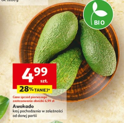 Awokado Bio, kraj pochodzenia w zależności od danej partii promocja w Auchan