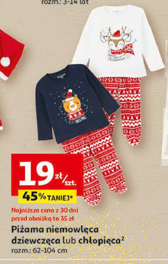 Piżama niemowlęca chłopięca z motywem świątecznym 62-104 cm Auchan inextenso promocja