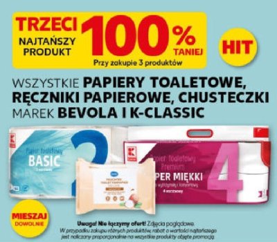 Wszystkie papiery toaletowe, ręczniki papierowe, chusteczki Bevola, K-Classic promocja w Kaufland