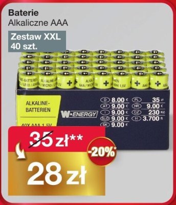 Baterie alkaliczne AAA Zestaw XXL 40 szt. promocja w Woolworth