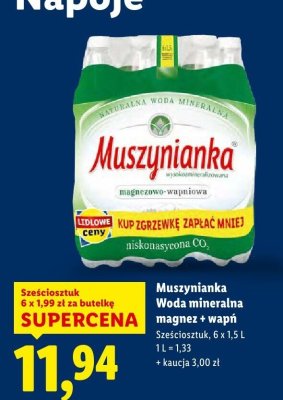 Woda mineralna magnez + wapń 6x1,5 l promocja w Lidl