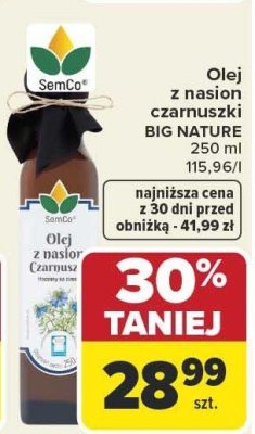 Olej z nasion czarnuszki Big Nature SemCo promocja w Carrefour