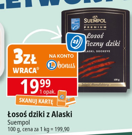 Łosoś dziki z alaski SUEMPOL PREMIUM promocja w Leclerc