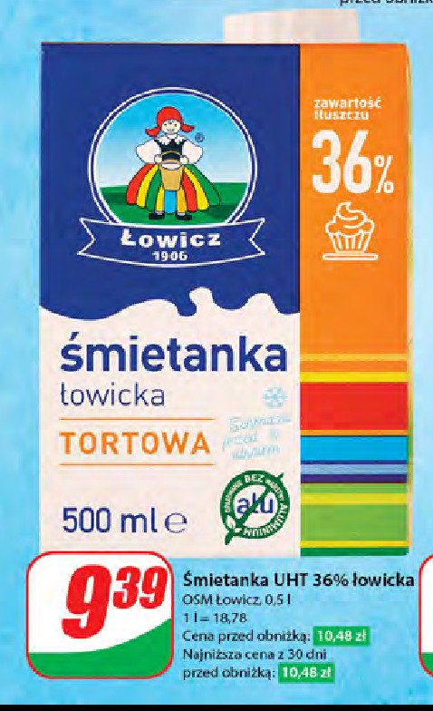 Śmietanka uht 36 % Łowicka promocja