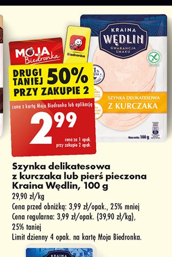 Szynka delikatesowa z kurczaka Kraina wędlin promocja w Biedronka