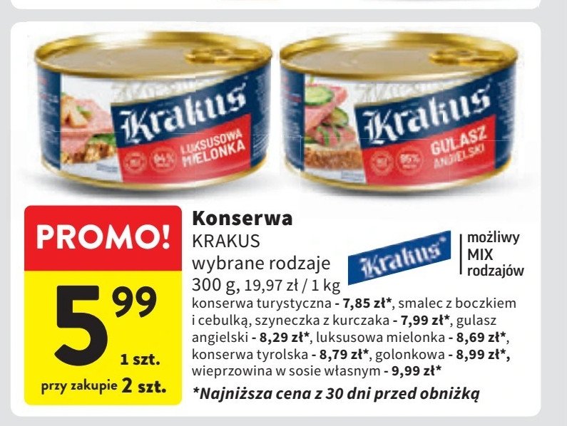 Smalec z boczkiem i cebulką KRAKUS promocja w Intermarche