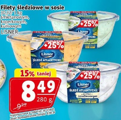 Filety śledziowe w sosie LISNER 300-320 g promocja w Prim Market