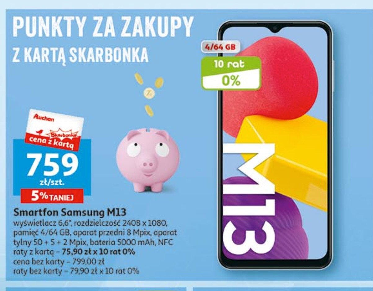 Smartfon 4/64 gb m13 czarny Samsung promocja