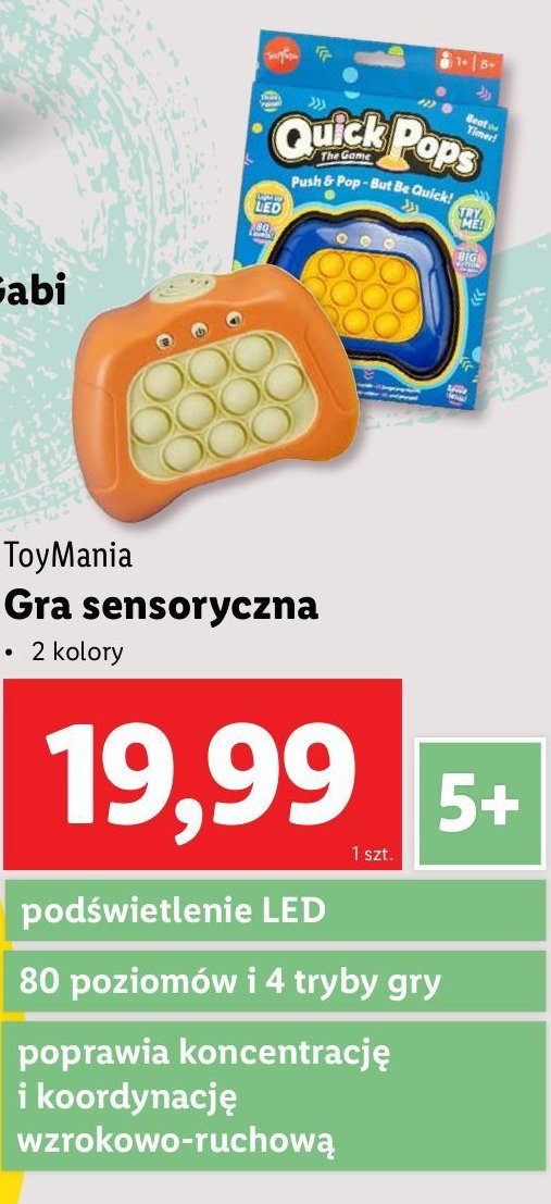 Gra sensoryczna quick pops promocja w Lidl
