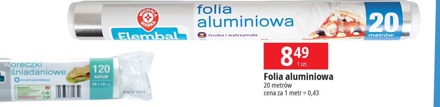 Folia aluminiowa 20 m Wiodąca marka elembal promocja