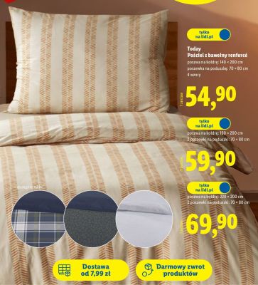 Pościel z bawełny renforcé 220 × 200 cm + 2x 70 × 80 cm promocja w Lidl