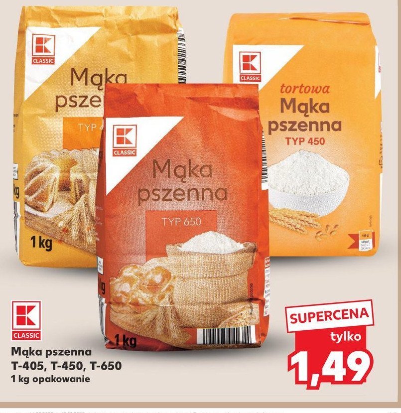 Mąka pszenna tortowa typ 450 K-classic promocja w Kaufland