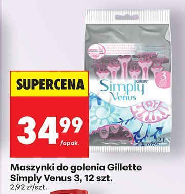 Maszynki do golenia Simply Venus 3, 12 szt. promocja w Biedronka