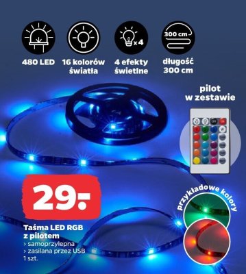 Taśma LED RGB z pilotem promocja w Netto