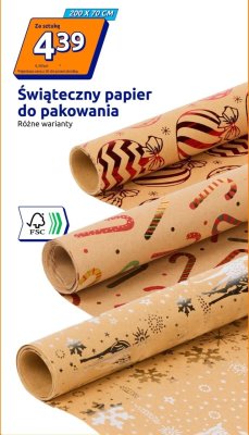 Świąteczny papier do pakowania 200 x 70 cm promocja w Action