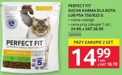 Sucha karma dla kota PERFECT FIT 1.4 KG lub 750 G promocja w Selgros